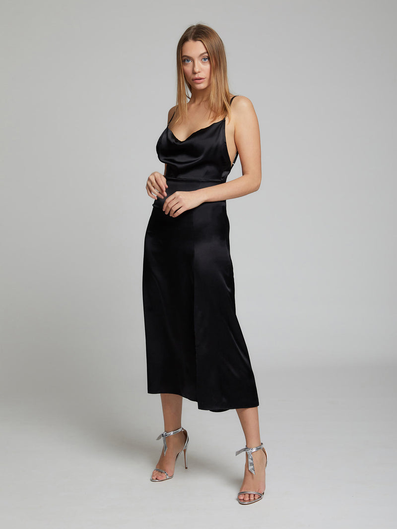 slip dress black midi