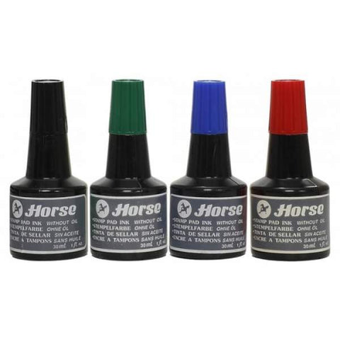 Horse Stamp pad No.00, blue & red ink 2 colors in one + Ink blue 30cc & red  30cc