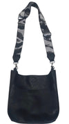 Black Vegan Leather Messenger Bag With Camo Strap – AMBERSHAYE