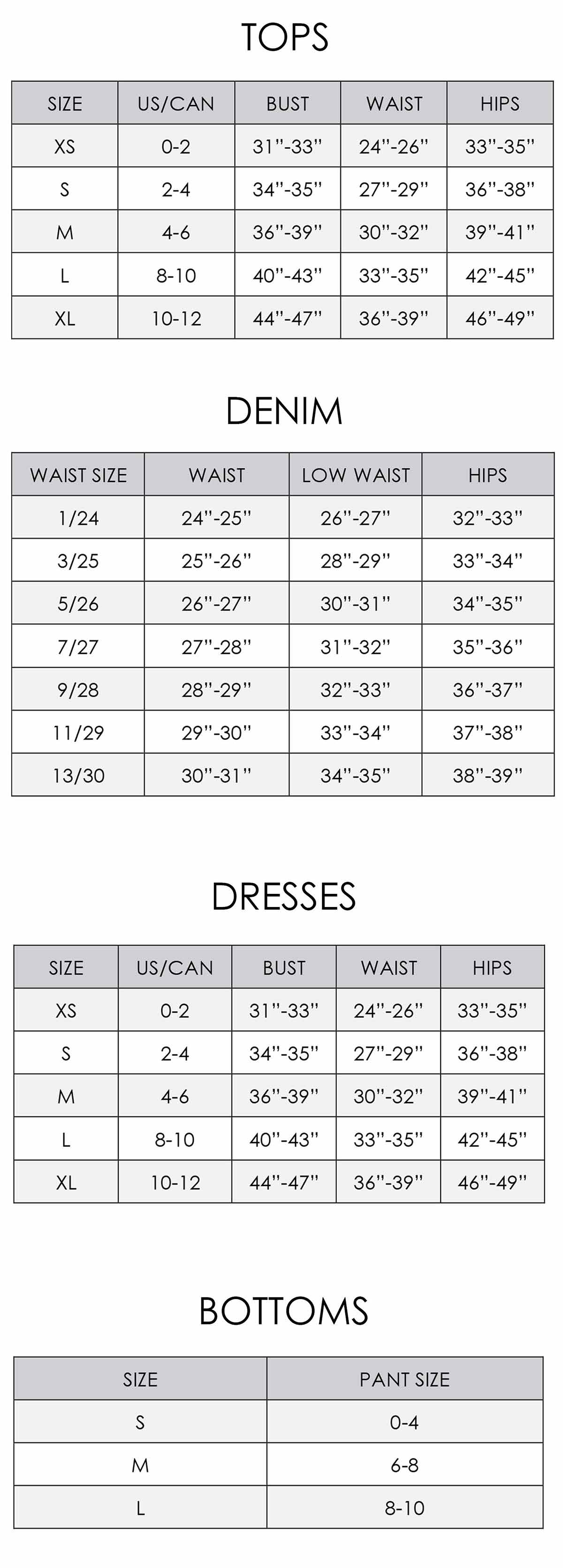 Size Chart