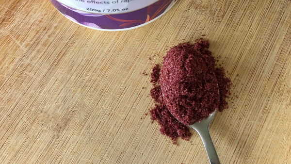 Acai Berry Beautiful blend on a spoon