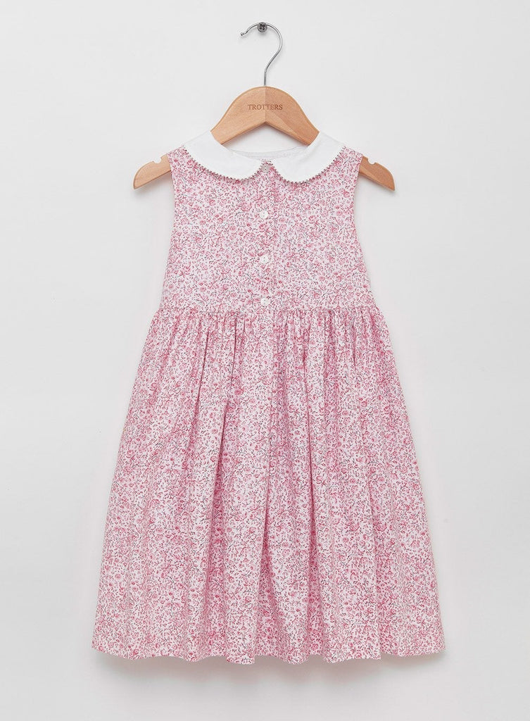 Girls Clara Dress with Collar in Pink Ditsy | Trotters