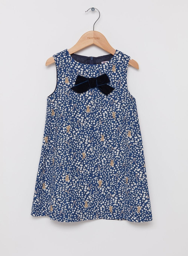 Girls Emma Cord Pinafore in Navy Blue | Trotters