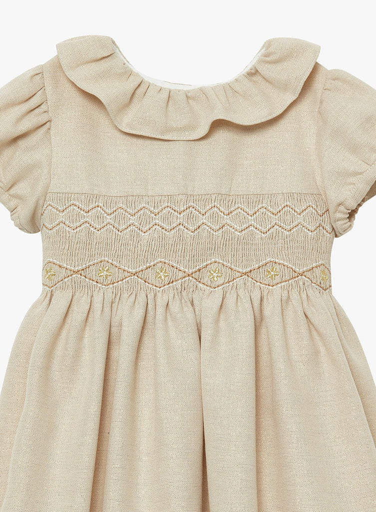 Lily Rose Girls Harriet Smocked Dress Gold | Trotters London