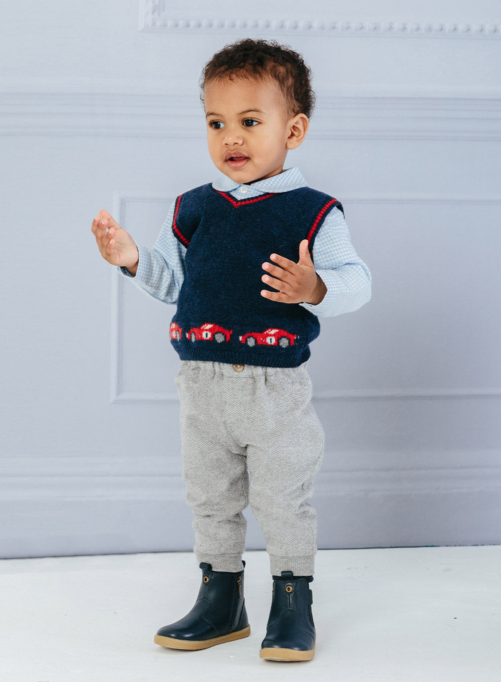 Thomas Brown Baby Boys Sebastian Tank Navy | Trotters London