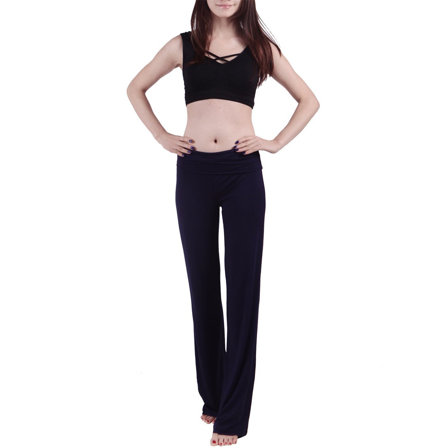 Women's Color Block Fold Over Waist Sports Yoga Pants Flare Leg Workou -  Everyday Crosstrain