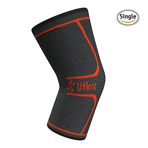 UFlex Athletics Knee Compressing Sleeve - Black, Medium for sale online