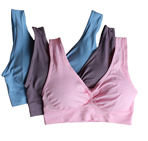 3-Pack Women's Seamless Wireless Sports Bra with Removable Pads & Comf -  Everyday Crosstrain