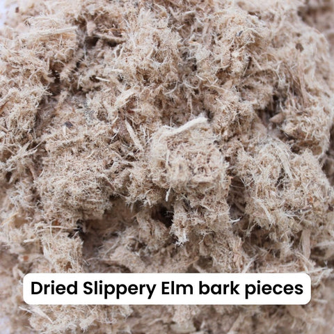 Dried slippery elm bark pieces