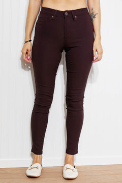 New Direction Hyper-Stretch Mid-Rise Skinny Jeans in Dark Berry