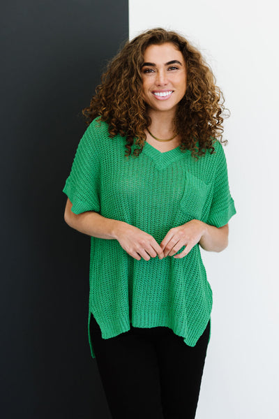 Green Come True Short Sleeve Knitted Top