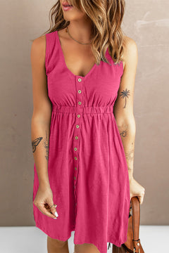 Center Of Attention Button Down Sleeveless Dress In Pink or Green