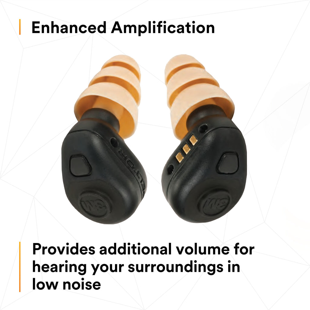 Peltor TEP-100 Earplugs with enhanced amplification using Level-dependent environmental microphones