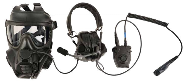 Peltor ComTac Connection to Radio and Respirator Gas Mask