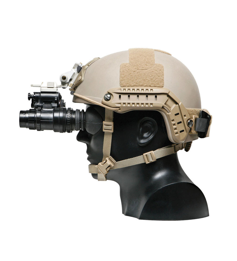 OPS-core counterweight attached to helmet with NVGs night vision goggles