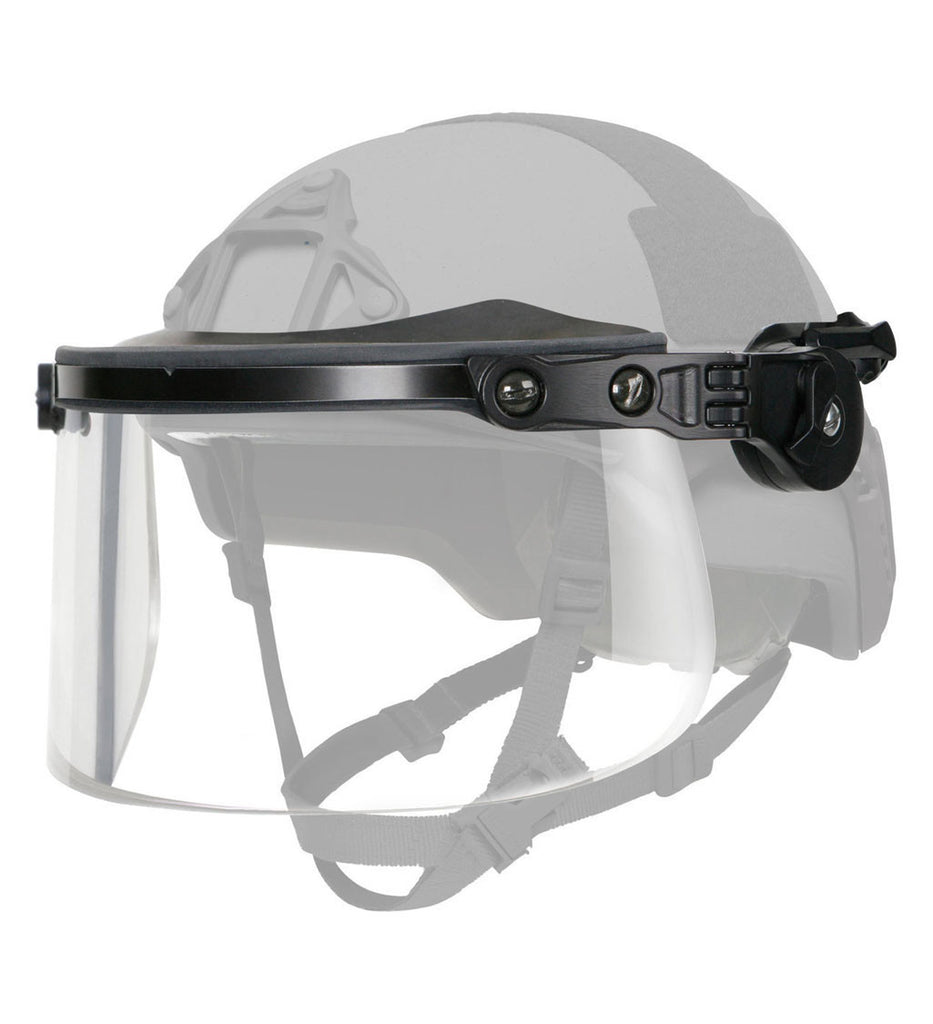 Ops-Core Face Shield Multi-Hit Ballistic Attached to helmet and flipped down