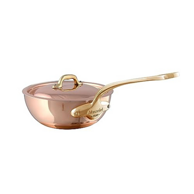 Mauviel Art Déco Copper Round Pan With Brass Handles, 10.2-In