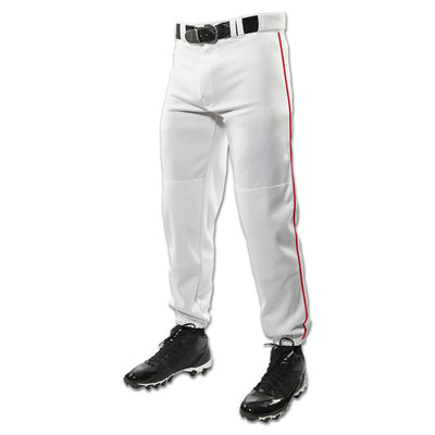 Champro Triple Crown Classic W/ Braid Boys Baseball Pants (White/Scarlet)