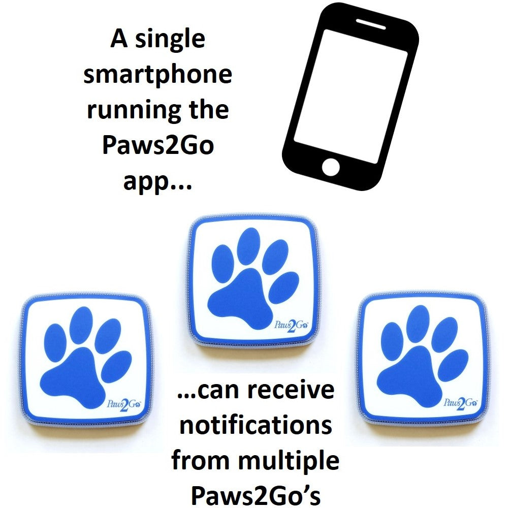 Multiple Paws2Go dog doorbells and one smartphone