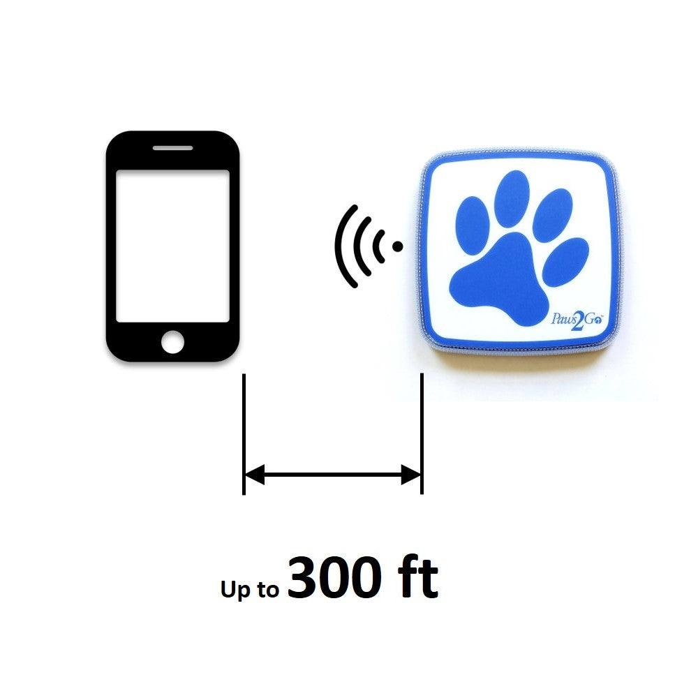 Paws2Go bluetooth distance from mobile device 300 feet