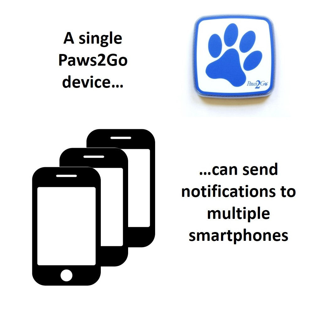 Paws2Go dog doorbell and multiple smart phones