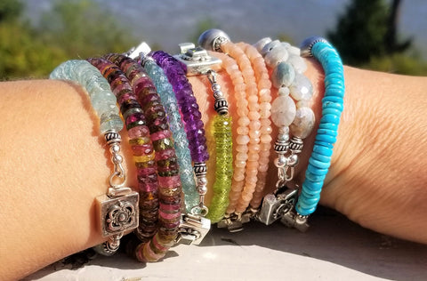 Stacking bracelets gemstone beaded bracelets rudyblu jewelry