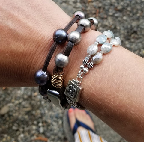stackable bracelets pearls, metal and gemstones rudyblu jewelry