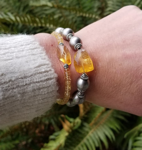 citrine gemstone beaded bracelets november birthstone birthday gift