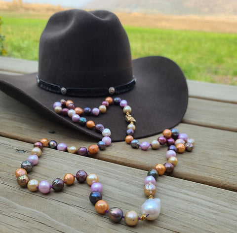 colorful long pearl necklace western style rudyblu jewelry 