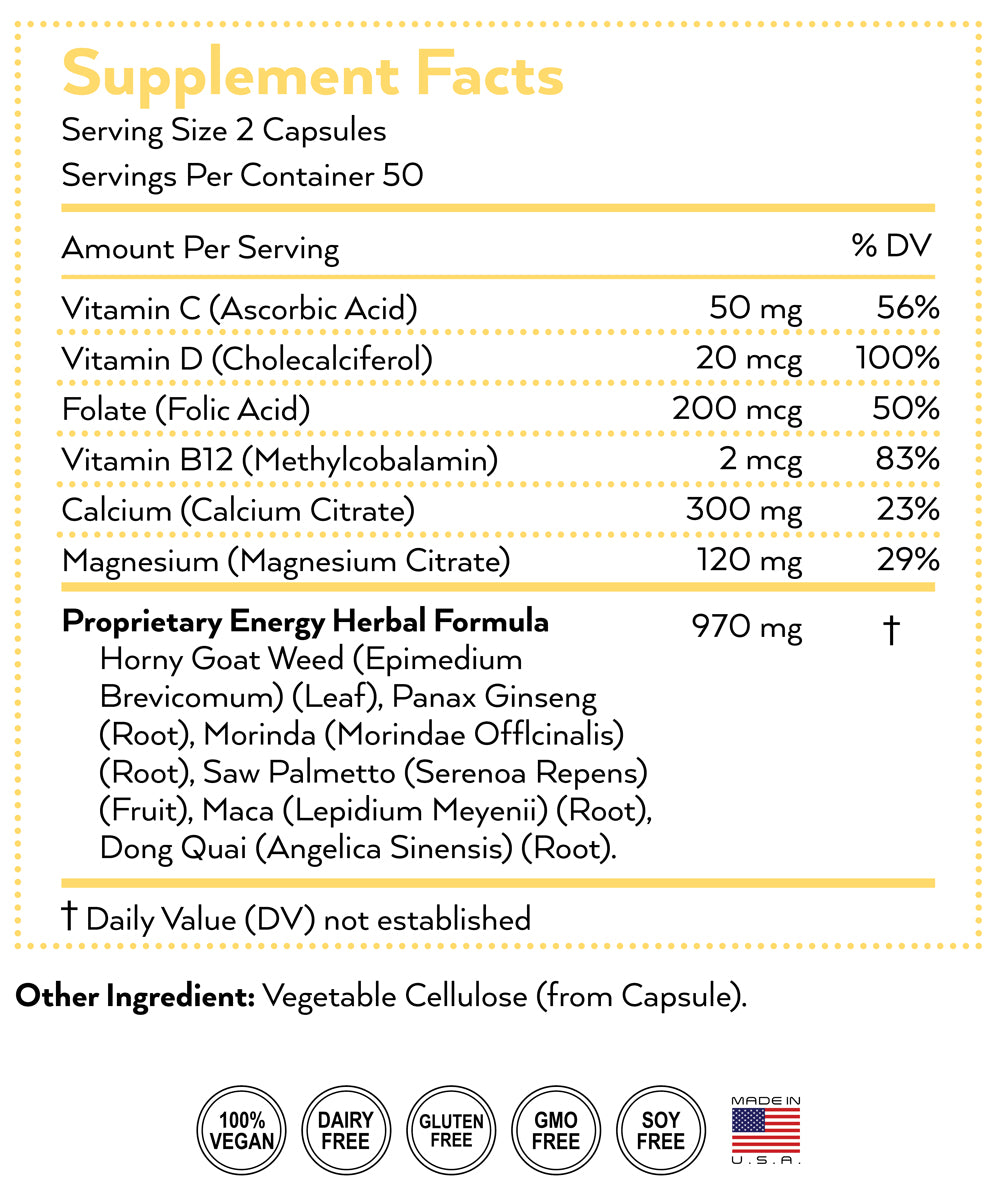 energy supplement nutrition facts
