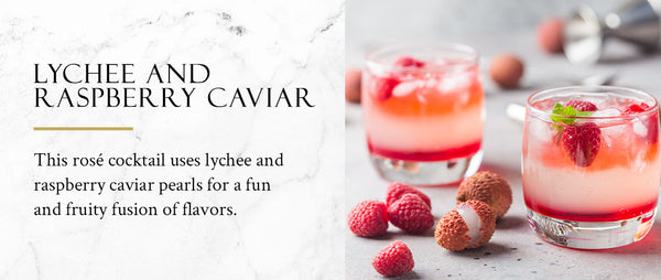 Lychee and Raspberry Caviar Cocktail