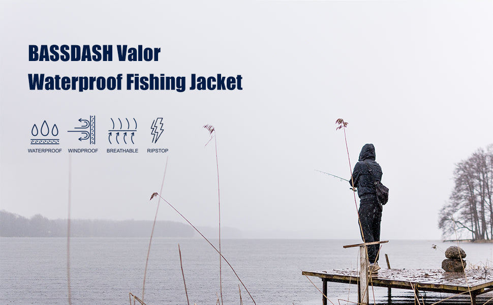 BASSDASH Valor Waterproof Fishing Jackets for Men Women Breathable