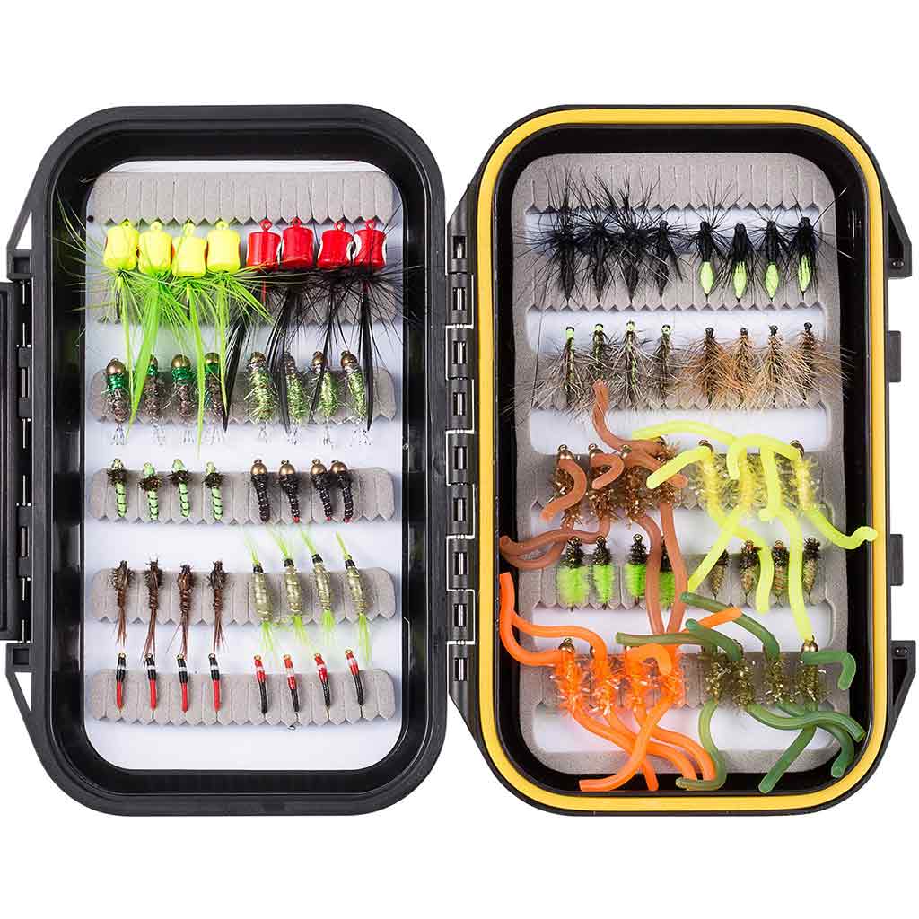 BASSDASH Fly Fishing Flies Kit Fly Assortment With Fly Box, 36/64/72/80/96pcs With Dry/Wet Flies, Nymphs, Streamers, Etc