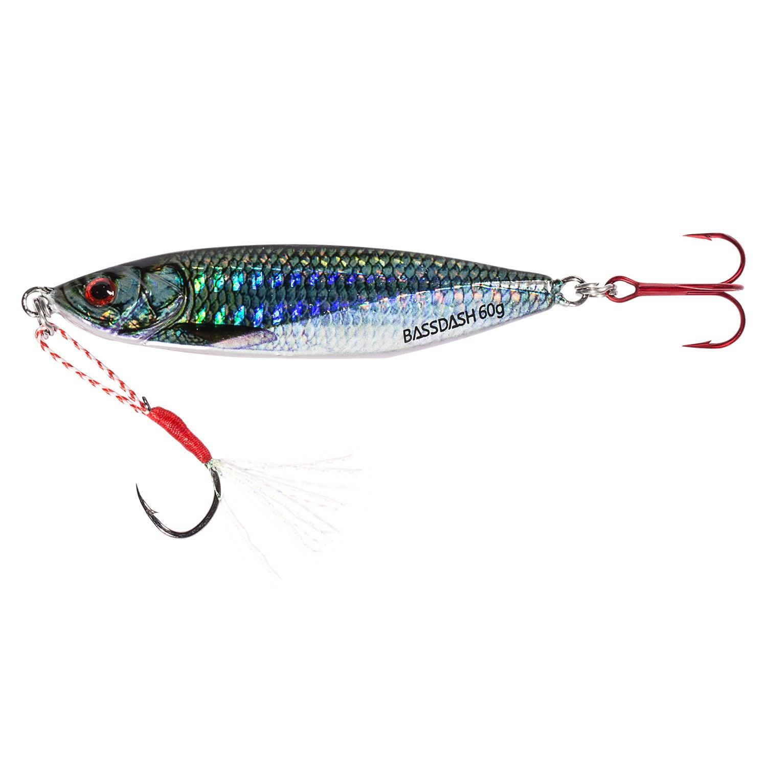 Bassdash Metal Jigs Fishing Lure Spoon Jigging Bait with VMC Hooks 40-60g 1 Pcs Bassdash Metal Jigs Fishing Lure Spoon Jigging Bait with VMC Hooks 40-60g 1 Pcs