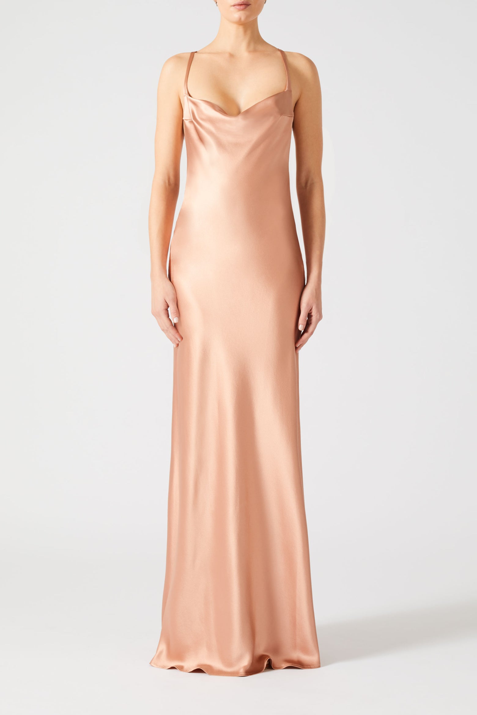 silk rose gold dress