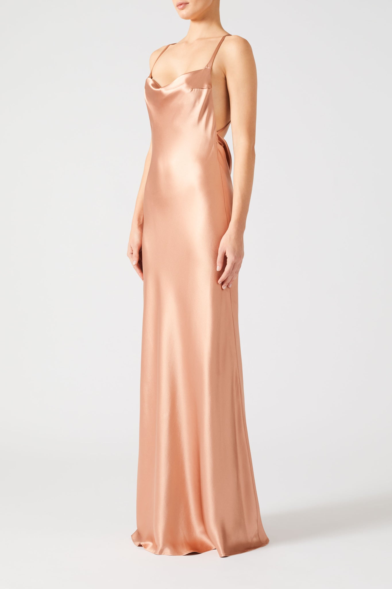 gold satin slip dress