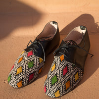 The Red City Oxford 05 - One-of-a-kind Handmade Leather and Moroccan Rug Shoes - Women's Size 10