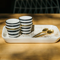 Chabi Chic Handmade Beldi Stripe Ceramic Cups - Black and White with 12K Gold - Avail. 4 oz & 10 oz