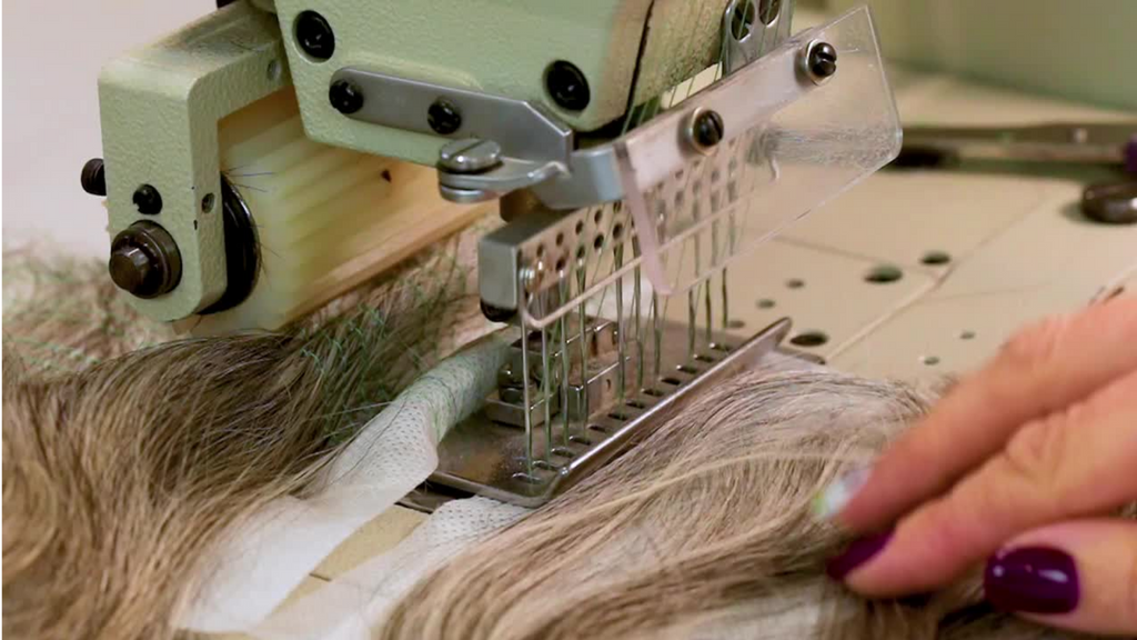 Machine sewn portions of a human hair wig | Chavie Russell Wigs