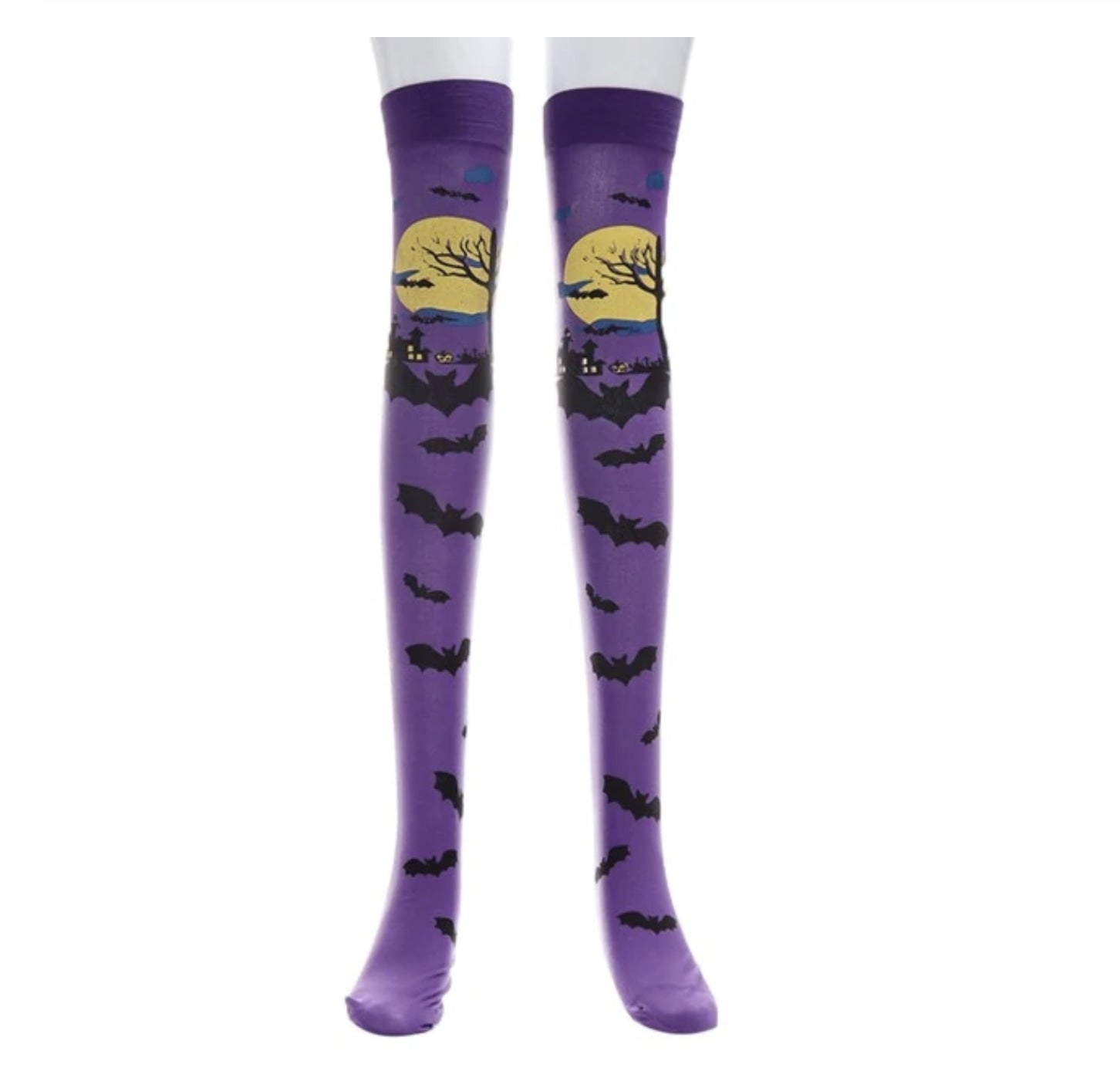 Batty Stockings Black Bat Goth Thigh High Socks | DDLG Playground