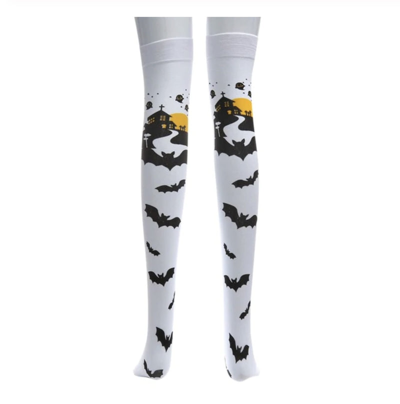 Batty Stockings Black Bat Goth Thigh High Socks | DDLG Playground