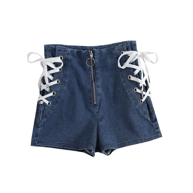 Corset Lace Up Denim Jean Shorts Jorts Kawaii | DDLG Playground