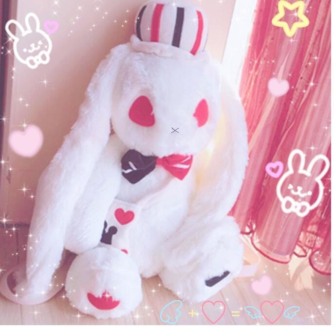 12'' Creepy Goth Bunny Plush Crazy Rabbit Plushie Toys, Spooky