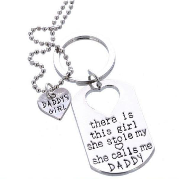 daddy's girl dog tag heart pendant