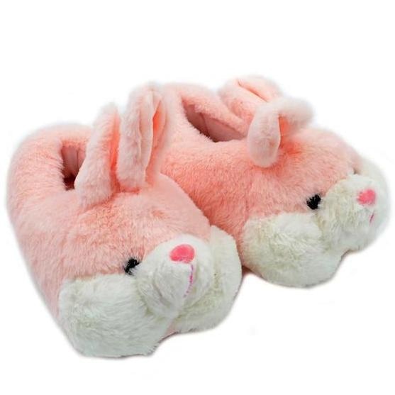 Pink Furry Bunny Slippers House Shoes 