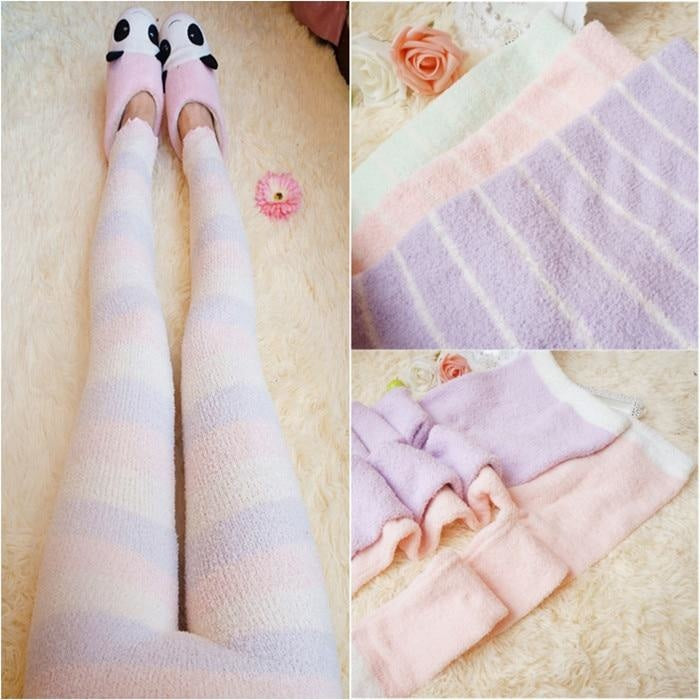 Fuzzy Long John Leggings Stockings Pants Fairy Kei