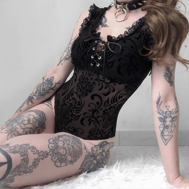 gothic lace bodysuit