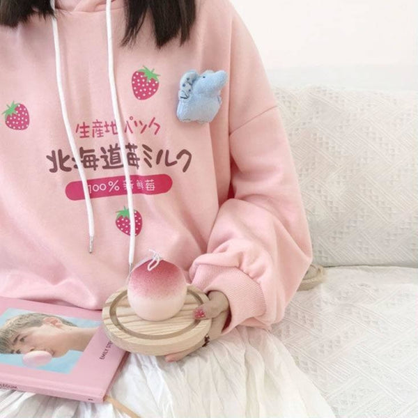 Japanese Strawberry Hoodie Harajuku Japan Sweater | DDLG Playground