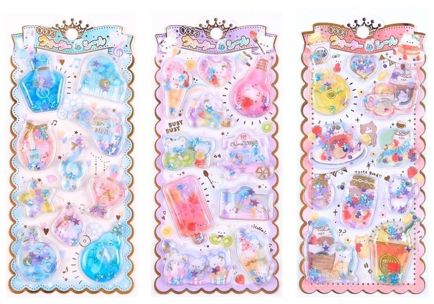 Glitter Elephant Puffy Stickers - Kawaii Animals