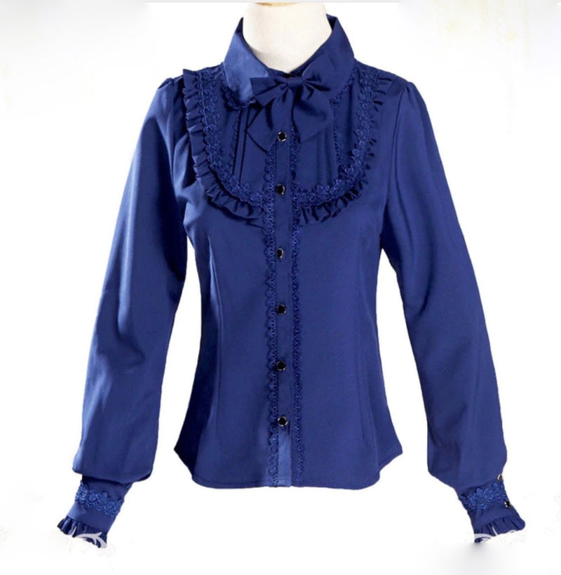 Lolita Collared Blouse - Blue / S - shirt